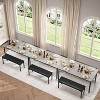 Jojoka 3 Pieces Dining Table Set for 4, Compact Kitchen Table Chairs Set of 4 with 2 Upholstered Benches - 3 of 4