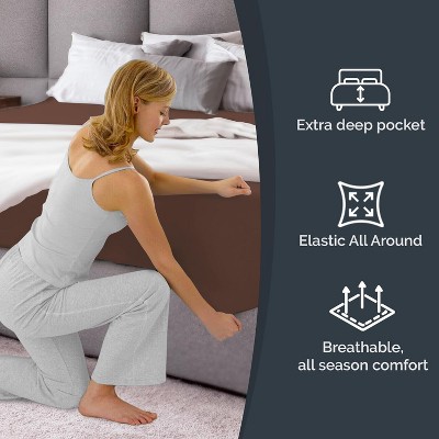 California King Brown Microfiber Deep Pocket Sheet Set