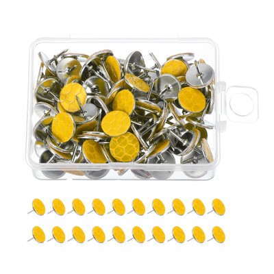 Unique Bargains Hunting Camping Hiking Trail Marking Glow Reflective Tacks 100 Pcs Yellow
