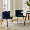 Set of 2 Barbara Contemparary Velvet Vanity Stool For Makeup Room, Moden Accent Side Chairs For Living Room With Shell Back And Golden Metal Legs| ARTFUL LIVING DESIGN - 3 of 4
