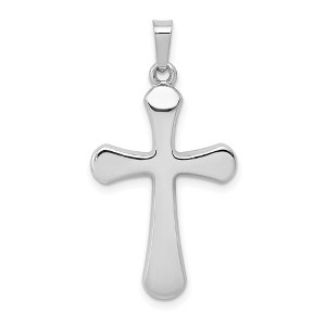 Black Bow Jewelry 14k White Gold Polished Rounded Hollow Cross Pendant - 1 of 4