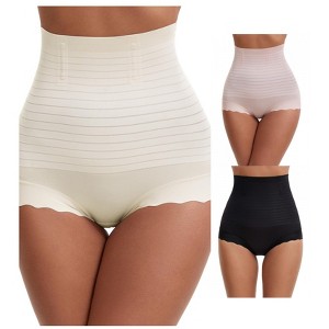 INSPIRE CHIC 3 Packs Women's High Waisted Body Shaper Shaping Tummy Control Panties - 1 of 4