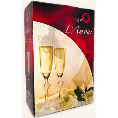 Crystal Satin Heart Champagne Flutes Set of 2