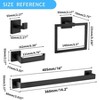 Itopfox 5 Piece Matte Black Bathroom Hardware Set 16 Inch Towel Bar SUS304 Stainless Steel Wall Mounted Kit with Towel Ring Hooks - 3 of 4