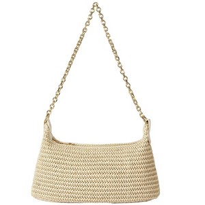 Straw Woven Shoulder Bag Tote Handbag Summer Beach Purse Beige one-size - 1 of 4