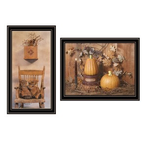 2- Piece Vignette Friends and Pumpkins Black Framed Wall Art for Living Room, Bedroom Wall Art Print for Home Decor by Billy Jacobs - 1 of 4