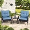 FURNIinspire Patio Seating Sets 3 Pieces Patio Set Outdoor Wicker Furniture Sets, Modern Rattan Chairs With Coffee Table, Blue, 25.59“*25.59”*33.07“ - 2 of 4