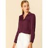 INSPIRE CHIC Women's Elegant V Neck Long Sleeve Office Work Satin Shirt - 2 of 4