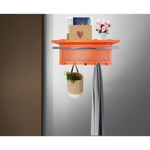 Yukimo 29" Esyspot Metal Wall-Mounted Hook with Shelf - 5 Hooks, Powder-Coated Orange Finish, Storage Shelf for Entryway/Bedroom/Mudroom - 1 of 4
