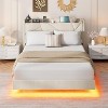 Full/Queen Size Floating Bed Frame with RGB LED Lights & Charging Station - Upholstered Suspended Bed, Storage Headboard, No Box Spring Needed - 2 of 4