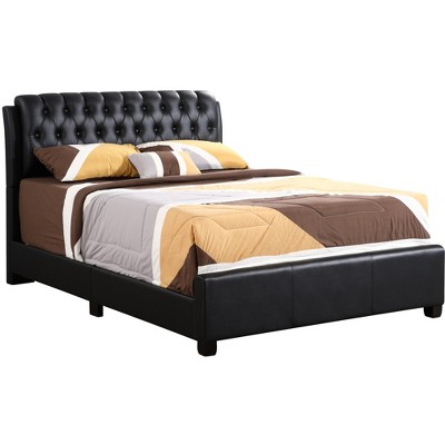 TiramisuBest Contemporary Black King-Sized PU Bed for Relaxation