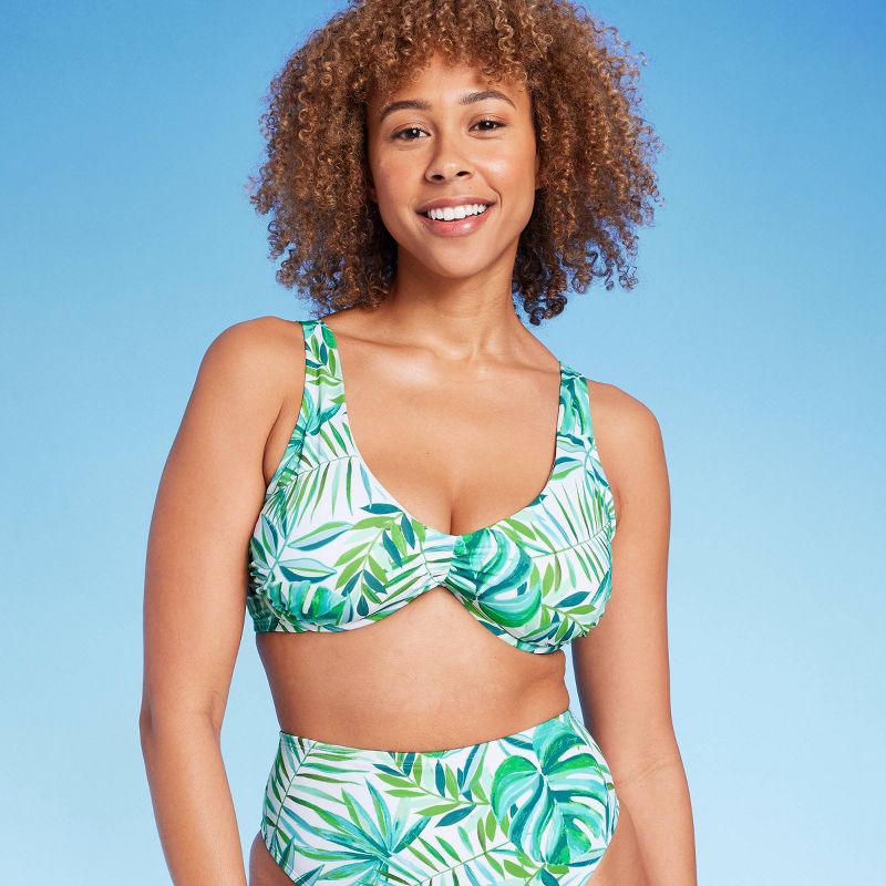 Women's Underwire Bralette Bikini Top - Shade & Shore™ Green Leaf Print , 5 of 7