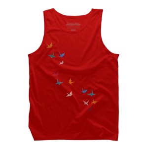Men's Design By Humans Flying Paper Cranes Birds By Magnussons Tank Top - 1 of 3