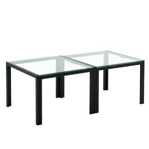 Dexmalle  Square Modern Coffee Table Set of 2 with Tempered Glass Finish - 1 of 4