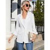 Womens 3/4 Sleeve Casual Blazer Lightweight Jacket with Ruffle Sleeve Open Front Plaid Longline Blazer Jacket Notched Lapel Womens Blazer Cardigan - 4 of 4