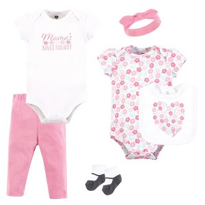 Hudson Baby Infant Girl Cotton Layette Set, Flower Heart - 1 of 4