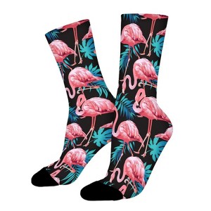 Flamingo Bird Women Printed Crew Socks Funny Funky Socks Soft Polyester Novelty Gifts for Artists Men - 1 of 1