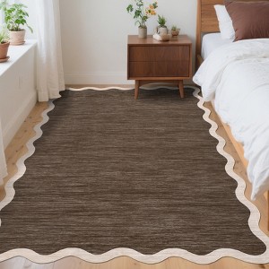 Modern Washable Rug Scalloped Rug with Non Slip Backing - 1 of 4
