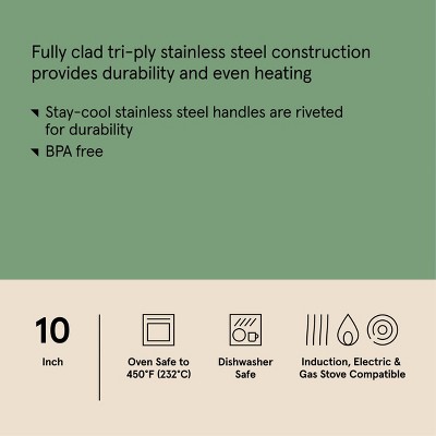 10 Uncoated Stainless Steel Frying Pan - Figmint™