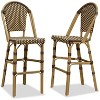 PURPLE LEAF French Rattan Bar Stools, Set of 2 - 30" Brown Wicker Stools with Footrest for Kitchen Island & Patio - 3 of 4