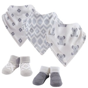 Hudson Baby Infant Cotton Bib and Sock Set 5pk, Koala, One Size - 1 of 1