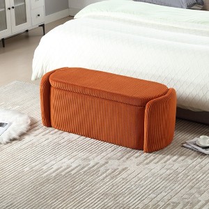 CAVINAS Oval Corduroy Storage Ottoman Bench with Safety Hinge,Upholstered Storage Ottoman,Storage Bench for Living Room,Bedroom - 1 of 4
