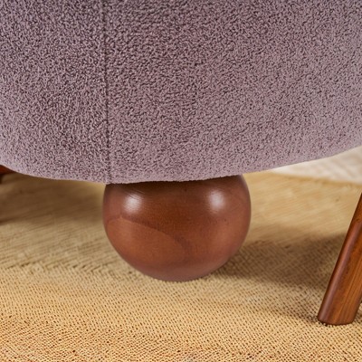 DOMETOUR Modern Upholstered Armless Accent Chair, Round Pine Wood Feet, for Living Room, Bedroom, Balcony, Office, Reading Nook, Purple