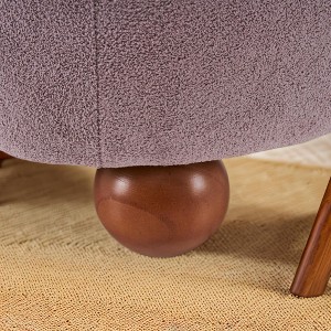 DOMETOUR Modern Upholstered Armless Accent Chair, Round Pine Wood Feet, for Living Room, Bedroom, Balcony, Office, Reading Nook, Purple - 1 of 4