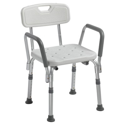 Homcom Bathroom Shower and Bath Bench with Seat Adjustable Medical Chair  Disabled Arms Backrest Quick Release Chair