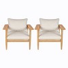 2-Piece Acacia Wood Outdoor Club Chair Set with Beige Cushions and Wide Backrest,Lounge Armchairs for Patio or Garden-The Pop Home - 2 of 4