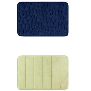 Unique Bargains 2Pcs Non Slip Absorbent Thick Soft Quick Dry Bathroom Bath Rugs - 1 of 4