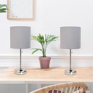 Creekwood Home Contemporary Bedside Table Lamp with Power Outlet - 1 of 4