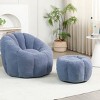 Teddy Fabric Bean Bag Chair with Footstool, Foam-Filled Lounge Sofa, Cozy Floor Seating for Relaxing-Baofuwish - 2 of 4