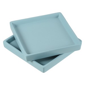 Unique Bargains Indoor Ceramic Square Plant Pot Saucers Tray 2 Pcs - 1 of 4