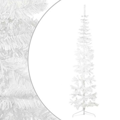 vidaXL Christmas Tree Decoration Slim Artificial Half Xmas Tree with Stand - White 94.5"
