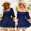 EXLURA Women's Lantern Sleeve Tie Back Summer Dress Ruffled Off Shoulder A-Line Vintage Mini Dress - 3 of 4