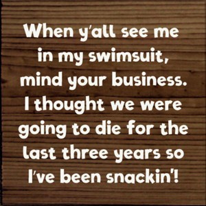Slickblue Humorous Summer Quote Sign – Swimsuit Body Joke – 7x7 Rustic Wall or Shelf Décor, Color Options - 1 of 3