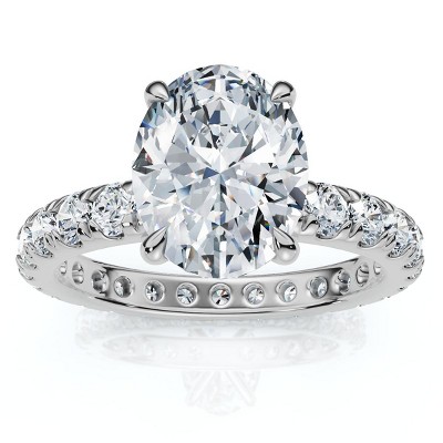 Pompeii3 Certified 2Ct Oval Diamond Engagement Eternity Ring 14k Gold or Pt Lab Created