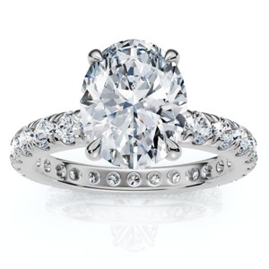 Pompeii3 Certified 2Ct Oval Diamond Engagement Eternity Ring 14k Gold or Pt Lab Created - 1 of 4