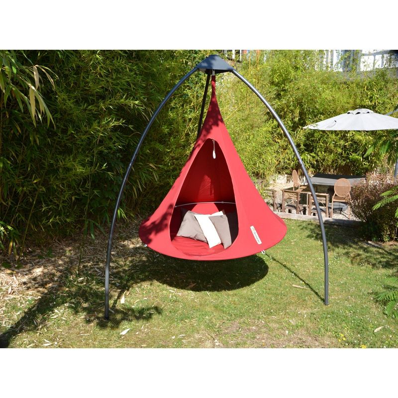 The Hamptons Collection 72” Red Two Person Hanging Cacoon Chair with Hanging Hardware, 2 of 3