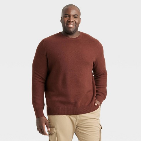 Men s Big Tall Crewneck Pullover Sweater Goodfellow Co Brown 4xlt Target