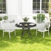 Tangkula Set of 2 Cast Aluminum Patio Dining Chairs Stackable Outdoor Dining Chairs with Armrests Outdoor Bistro Chairs White - 2 of 4