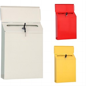 Mailbox with Key Lock, Metal Wall Mount Drop Lock Box, Locking Mailbox Hanging Secure Postbox for Front Door Office Outdoor Garden Wall Hanging Decor - 1 of 4