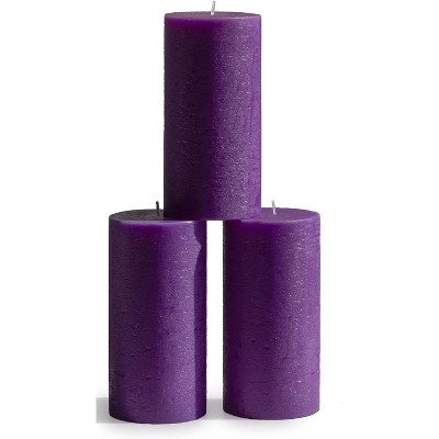 Large Pillar Candles 3x6 Inch ¨C Set of 3 Unscented Dripless Candles, Long Burning Rustic Finish for Weddings, Home Decor