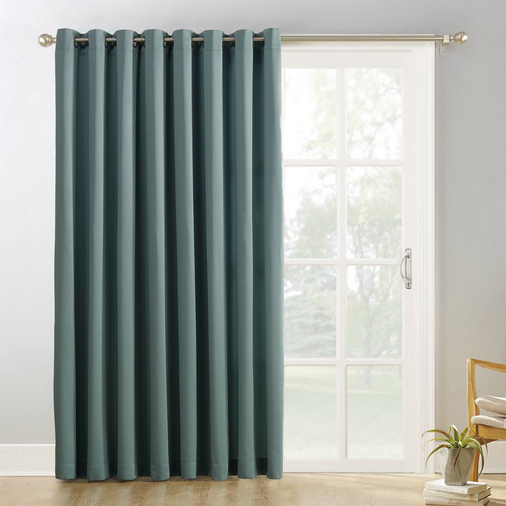 100"x84" Sun Zero Blackout Kenneth Extra-Wide Grommet Sliding Patio Door Curtain Panel Mineral: Energy Efficient, Noise Reduction