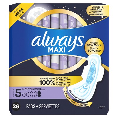 Extra Heavy Overnight Maxi Pads with Wings - Unscented