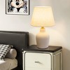 POWLIG 19.4" Modern Ceramic Table Lamp with Linen Shade - Frosted White for Bedroom, Living Room & Office - 3 of 4