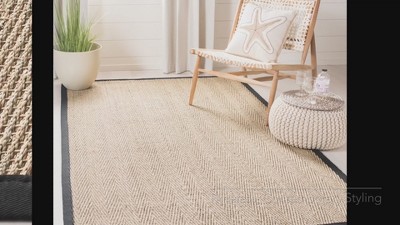 Natural and Black Hand-Knotted Cotton Area Rug 4' x 6'