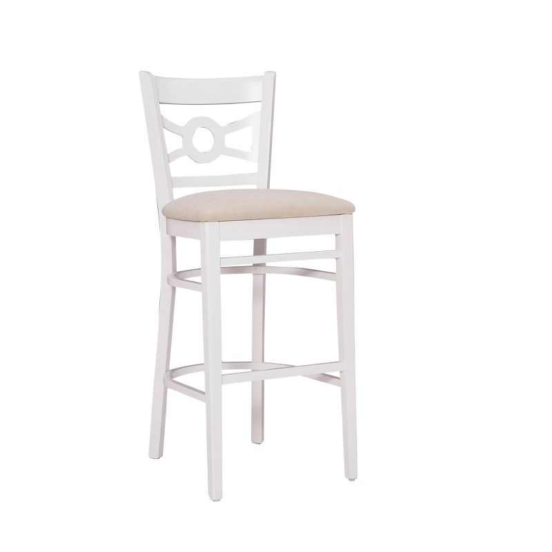 Set of 2 Teresa Ultra Suede Padded Seat Barstools White/Gray - Linon, 4 of 13