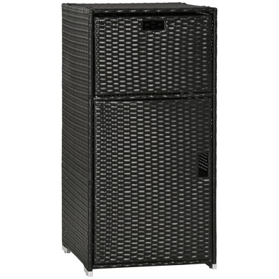Outsunny Towel Rack & Pool Toy Cabinet / Hot Tub Accessory Storage, Waterproof PE Rattan Cabinet & Drawer for Indoor, Outdoor Swimming Pool